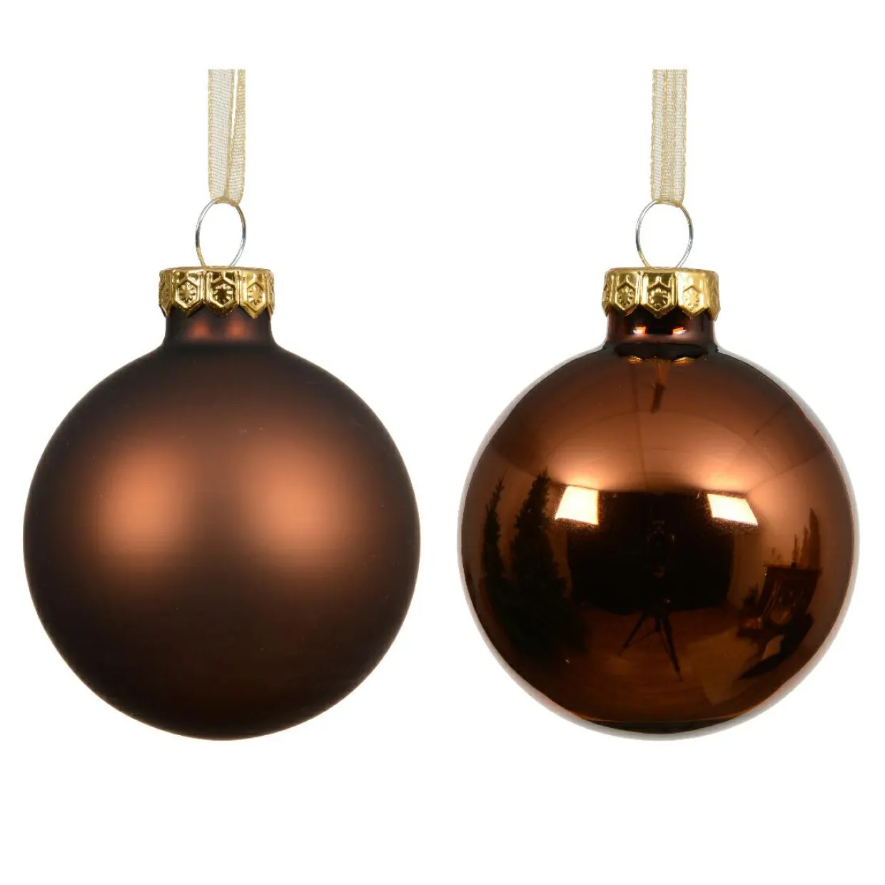Lot de 4 Boules de Noël en verre (D100 mm) Boréal Brun café