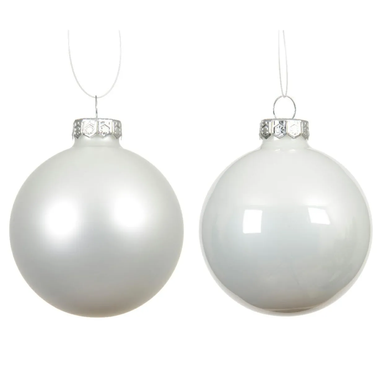 Lot de 4 Boules de Noël en verre (D100 mm) Boréal Blanc