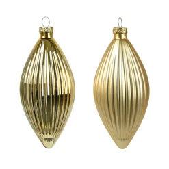 Lot de 3 boules de Noël en verre (D60 mm) Goutte précieuse Or