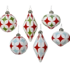 Lot de 12 boules de Noël en verre (D80 mm) Winter time Multicolore