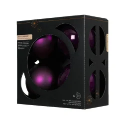 Lot de 4 boules de Noël unies (D100 mm) Aravis Figue