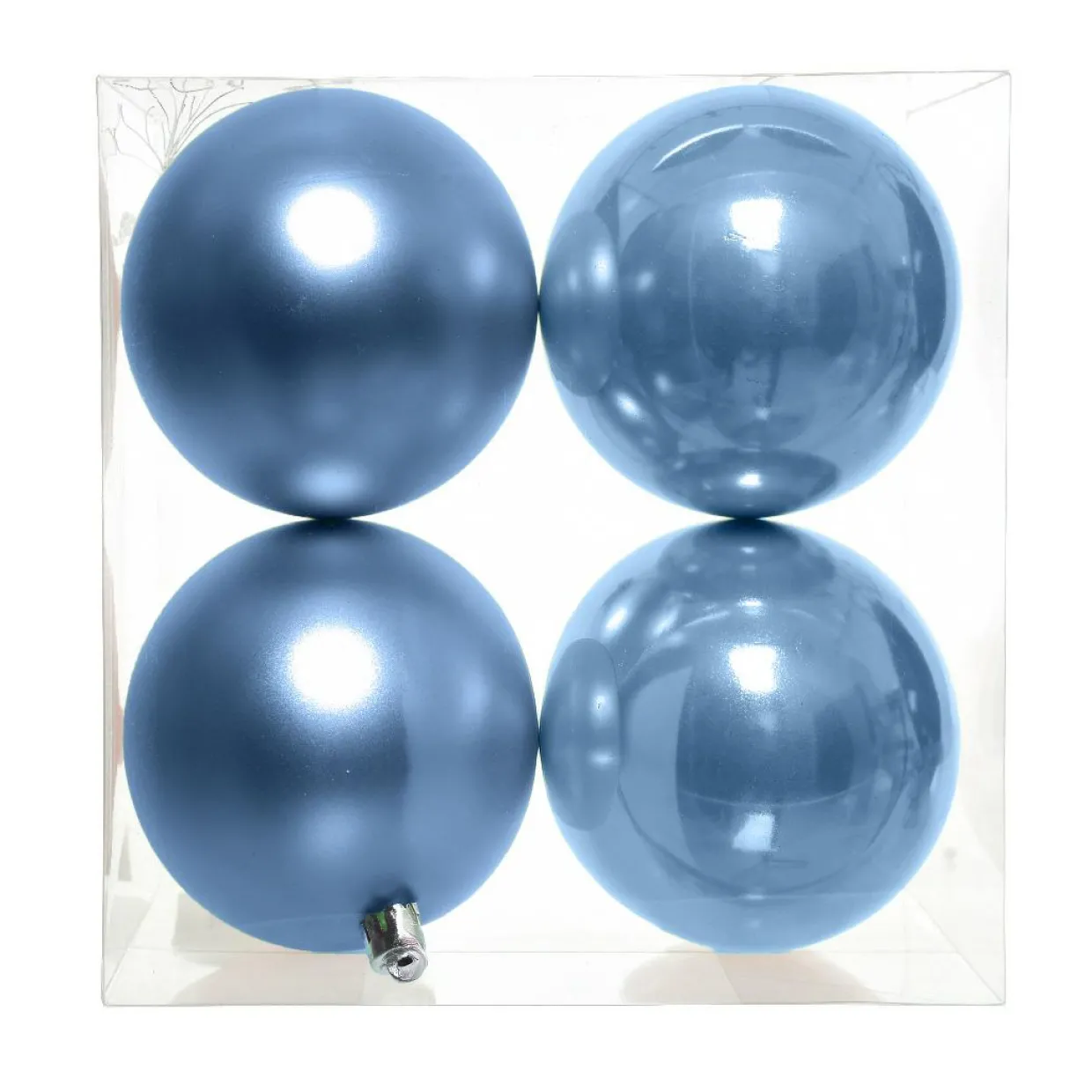 Lot de 4 boules de Noël unies (D100 mm) Aravis Bleu ciel