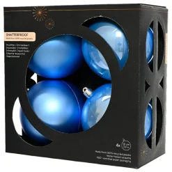 Lot de 4 boules de Noël unies (D100 mm) Aravis Bleu ciel