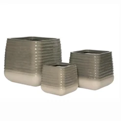 Lot de 3 cache-pots d'extérieur carrés (H49-37-27 cm) Jamie Gris
