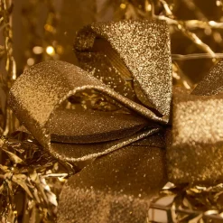 Lot de 3 cadeaux lumineux à piles 30 LED (H30 cm) Féerie Or et Blanc chaud