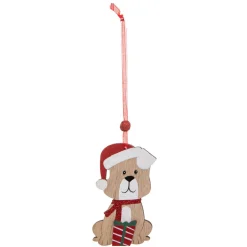 Lot de 4 Chiens à suspendre (H10 cm) Christmas Rouge