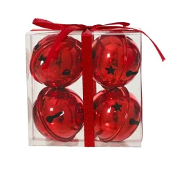 Lot de 4 clochettes en métal (D11 cm) Christmas Nova Rouge