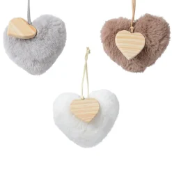 Lot de 3 coeurs de Noël à suspendre (H10 cm) Caeli Bois