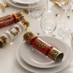 Lot de 6 crackers de Noël Festivités Rouge et Blanc