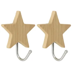 Lot de 2 crochets adhésifs 3M bambou (H6 cm) Etoiles