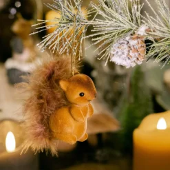 Lot de 2 écureuils à  suspendre (H6 cm) Sciurius Marron