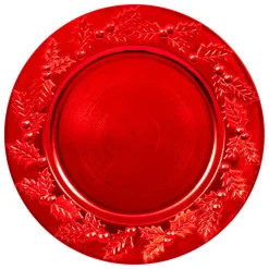 Lot de 12 dessous d'assiette Houx de Noël Rouge