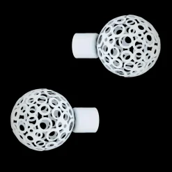 Lot de 2 embouts tringle (D20 mm) Jim Boule perforée Blanc mat
