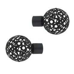 Lot de 2 embouts tringle (D20 mm) Jim Boule perforée Noir mat