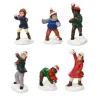 Lot de 6 enfants (H5,5 cm) Jeux d'hiver pour village