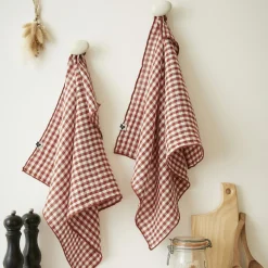 Lot de 2 essuie-main gaze de coton (50 x 70 cm) Gaïa vichy Terracotta