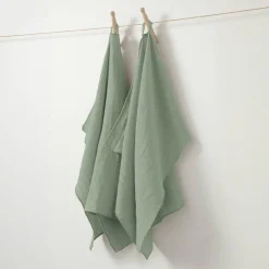 Lot de 2 essuie-mains gaze de coton (70 cm) Gaïa Vert eucalyptus