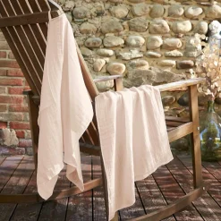 Lot de 2 essuie-mains gaze de coton (70 cm) Gaïa Rose poudré