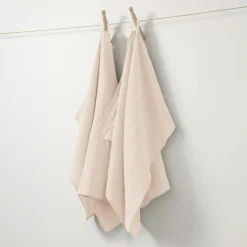 Lot de 2 essuie-mains gaze de coton (70 cm) Gaïa Rose poudré