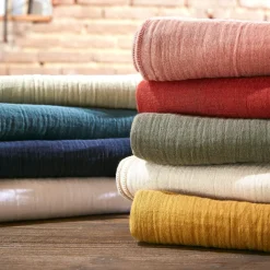 Lot de 2 essuie-mains gaze de coton (70 cm) Gaïa Rose poudré