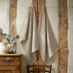 Lot de 2 essuie-mains lin lavé (50 x 70 cm) Louise Beige