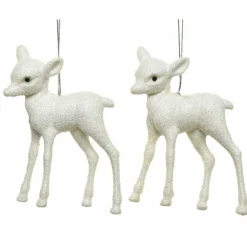 Lot de 2 faons à suspendre (H9 cm) Margeriaz Blanc