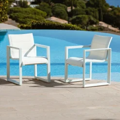 Lot de 2 fauteuils de jardin en aluminium Elba Blanc