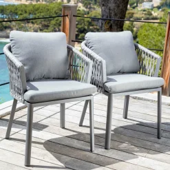 Lot de 2 fauteuils de jardin en aluminium Amalfi Gris anthracite