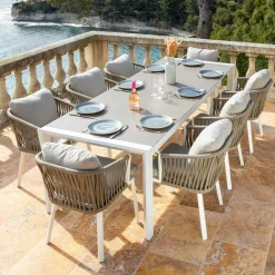 Lot de 2 fauteuils de jardin en aluminium Amalfi Blanc et taupe
