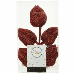 Lot de 12 feuilles à suspendre (H36 cm) Alpine Rouge