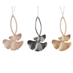 Lot de 3 feuilles à suspendre (H14 cm) Ginko alliage Bleu gris