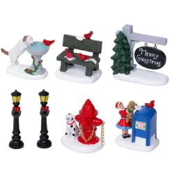 Lot de 7 figurines pour village (H7,5 cm) Animation citadine