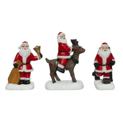 Lot de 3 figurines pour village (H7 cm) Père Noël en poste