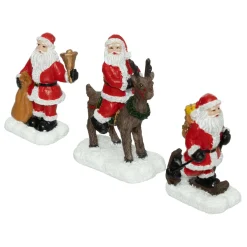 Lot de 3 figurines pour village (H7 cm) Père Noël en poste