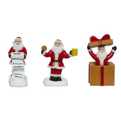 Lot de 3 figurines pour village (H7 cm) Père Noël en folie