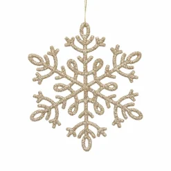 Lot de 8 flocons de Noël à suspendre (H11 cm) Dentelle Or