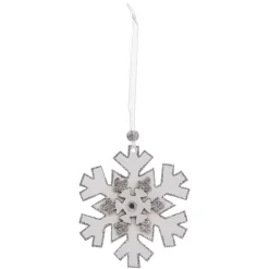 Lot de 4 flocons de Noël à suspendre (H10 cm) Natural Blanc