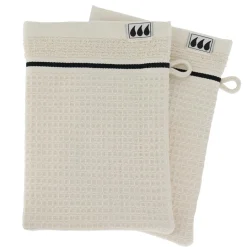 Lot de 2 gants de toilette coton nid d'abeille (15 x 21 cm) Japandi Beige