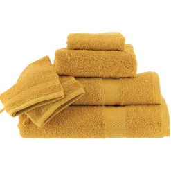 Lot de 2 gants de toilette coton (15 x 21 cm) Timeless Jaune moutarde