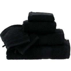 Lot de 2 gants de toilette coton (15 x 21 cm) Timeless Noir