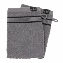 Lot de 2 gants de toilette coton (15 x 21 cm) Black Line Joia Gris / noir
