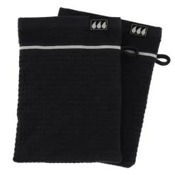 Lot de 2 gants de toilette coton nid d'abeille (15 x 21 cm) Japandi Noir