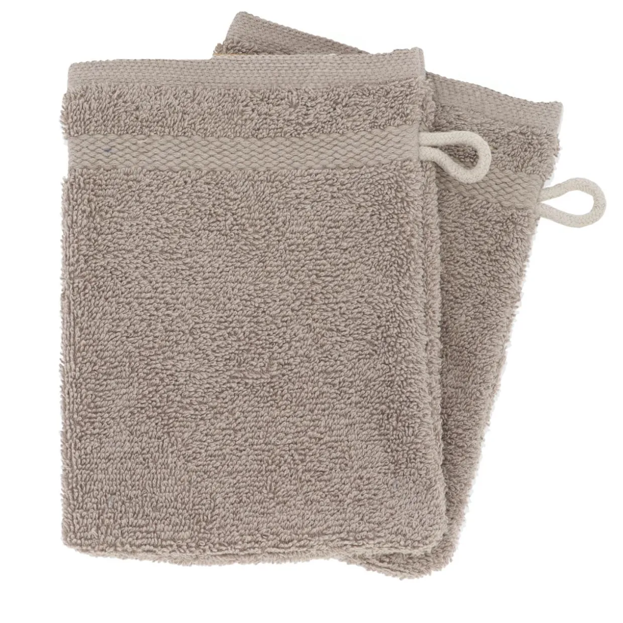 Lot de 2 gants de toilette coton (15 x 21 cm) Timeless Taupe