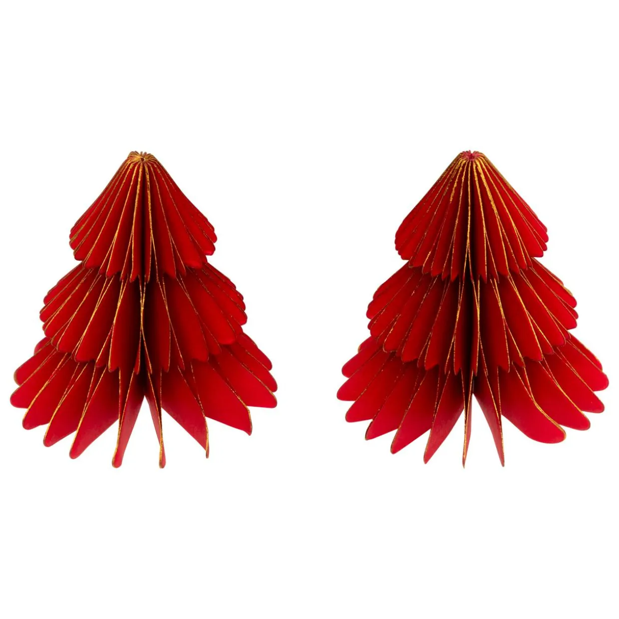 Lot de 2 minis Sapins décoratifs (H6 cm) papier magnétique Rouge