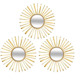 Lot de 3 miroirs muraux métal (D 24 cm) Warren Or