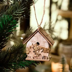 Lot de 2 nichoirs (H7,5 cm) Ecorce à suspendre Marron