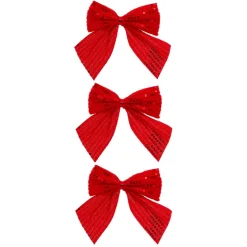 Lot de 3 noeuds de Noël (h9 cm) Prestige sequins Rouge