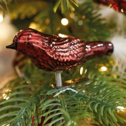 Lot de 3 oiseaux en verre (H8 cm) Christmas Bird Rouge
