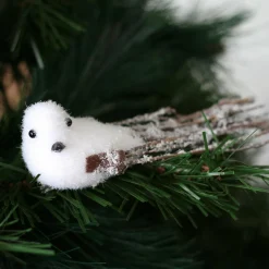 Lot de 3 oiseaux (H16 cm) Palermo sur pince Blanc