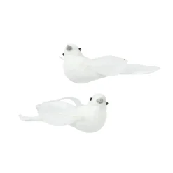 Lot de 2 Oiseaux sur pince (L11 cm) Niseko Blanc d'hiver